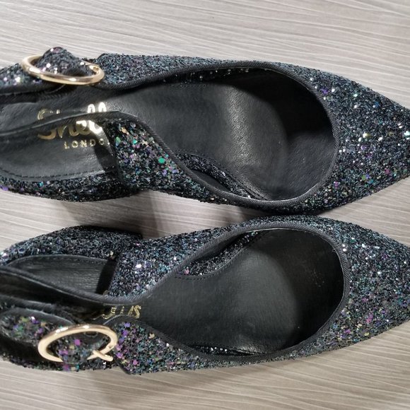 Shellys London Chester Slingback Glitter Pump, Black, Womens Size 7.5 / 38 - Picture 9 of 11